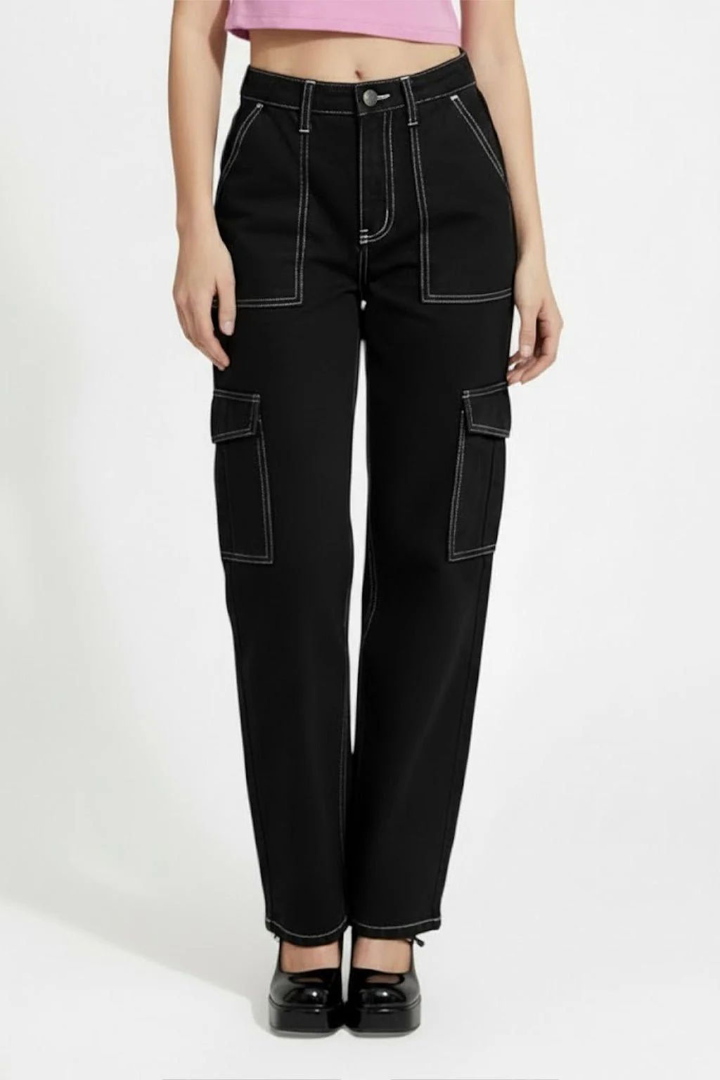 Cargo noir avec couture blanche - Image 2