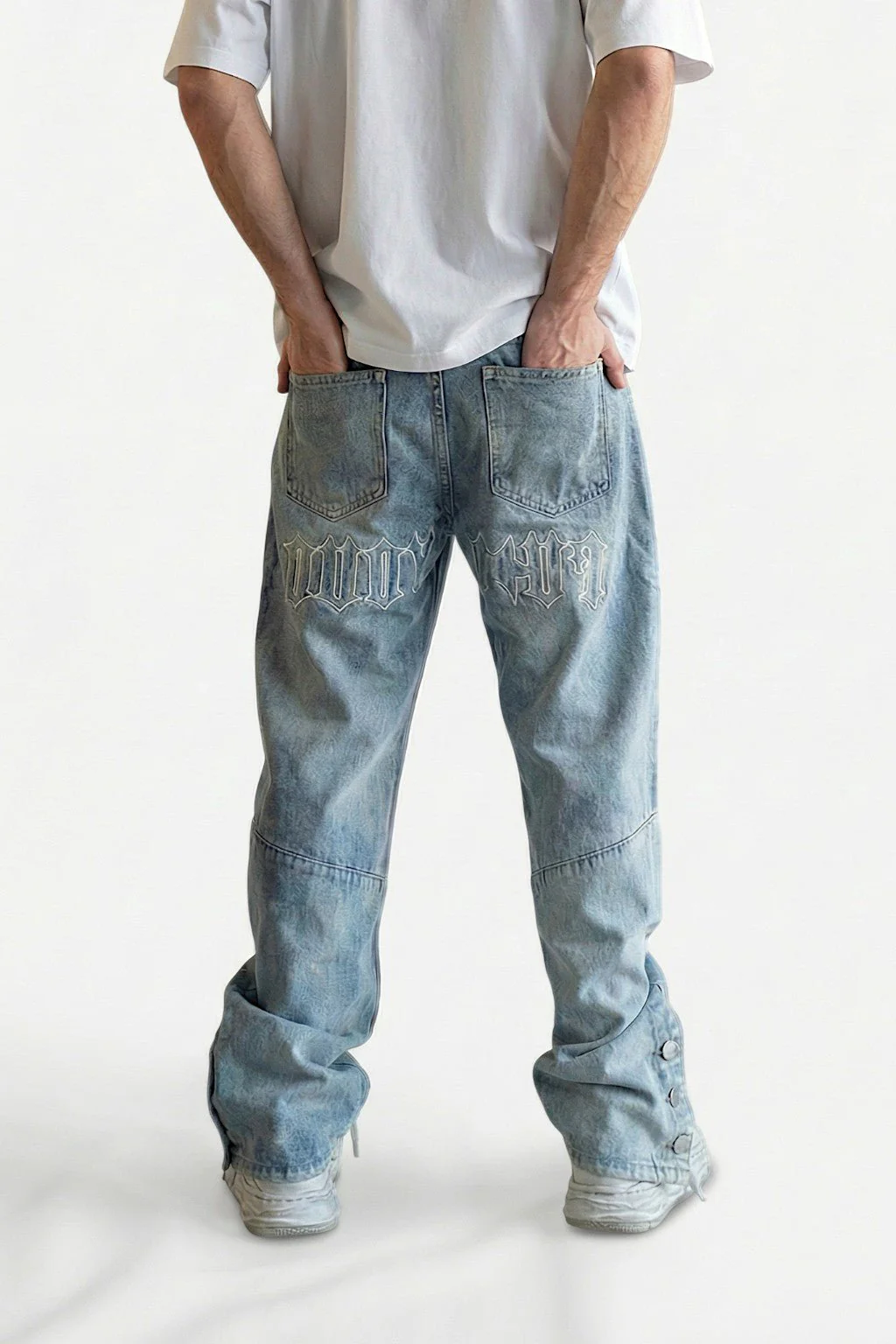 Stacked denim jeans men's - Image 4