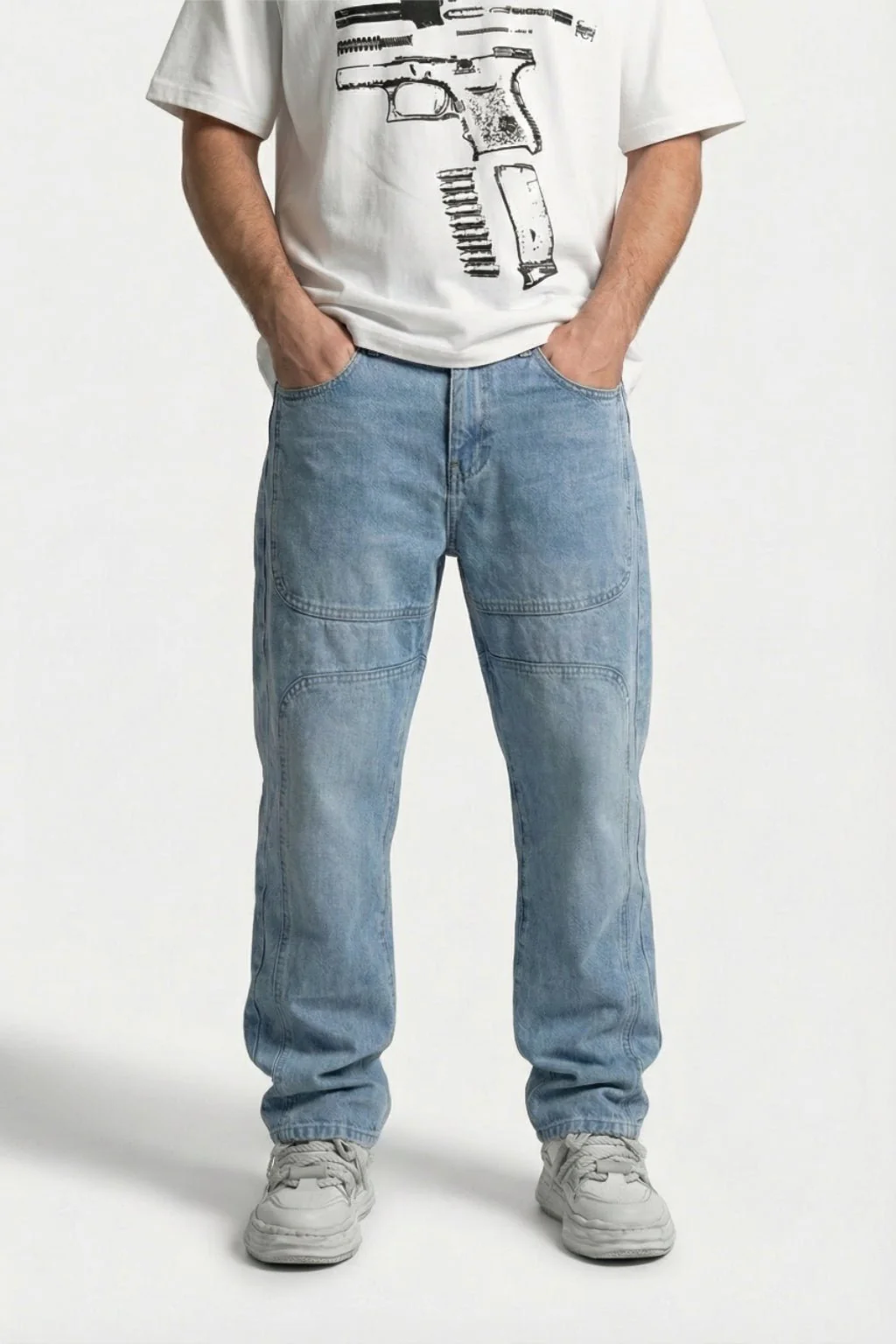 Stacked denim jeans men's - Image 6