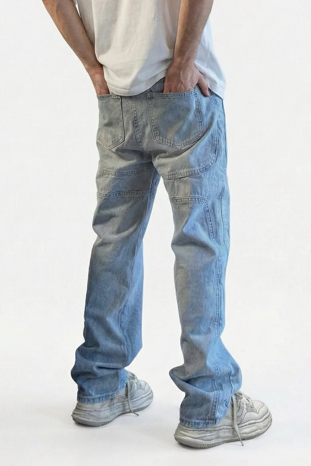 Stacked denim jeans men's - Image 8